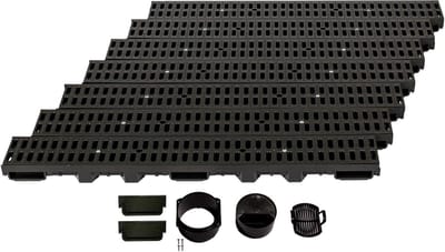 Afwateringsgoot Set - Regenwater Afvoer - Wateroverlast Voorkomen - Inclusief Bladvanger - 7 Meter Lengte - Klassiek Zwart