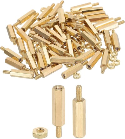 M2.5X16mm+6mm Standoff Schroeven, 100 Stuks Messing Hex Standoffs voor PCB, Computer Circuit Board en Elektronica Projecten, Goudkleurig