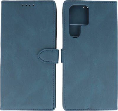Hoesje Geschikt voor Samsung Galaxy S22 Ultra - Portemonnee Book Case - Kaarthouder & Magneetlipje - Kunstleer - Blauw