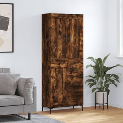 vidaXL - Hoge - kast - 69,5x34x180 - cm - bewerkt - hout - gerookt - eikenkleurig