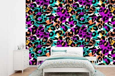 Behang - Fotobehang Regenboog - Panter - Patronen - Breedte 360 cm x hoogte 260 cm