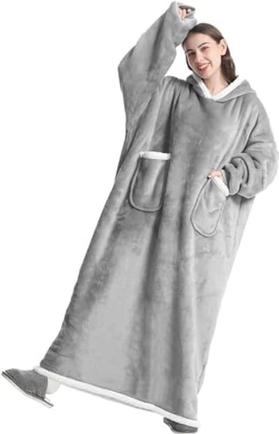 Oversized hoodie deken met capuchon en mouwen - Draagbare sweatshirtdeken voor volwassenen