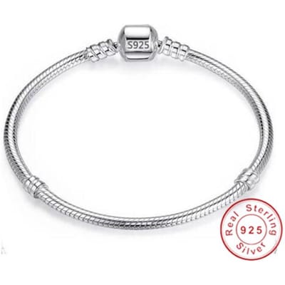 Stijl Handgemaakt Origineel 100% 925 Zilver Hartvormige Slangenketting Bedelarmband voor Vrouwen Merk Armband DIY Sieraden Maken Cadeau white