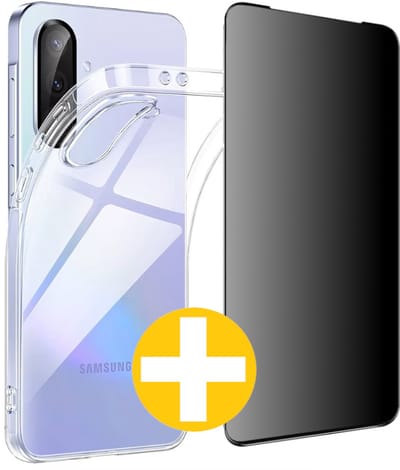 Hoesje en Privacy Screenprotector Combi Geschikt Voor Samsung A37 - Transparant Hoesje + Privacy Glas