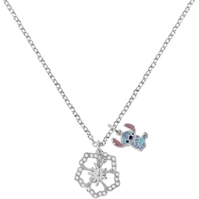 Lilo & Stitch - Disney Halsketting - Stitch & Hibiscus halsketting - zilverkleurig