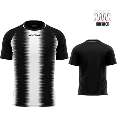 Sport-T-shirt Givova Streep Zwart-wit Zwart - M