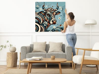 Modern vee schilderij | Hedendaagse boerderijdieren: een eigentijdse kijk op landbouwkunst | Kunst - 50x50 centimeter op Dibond | Foto op Dibond