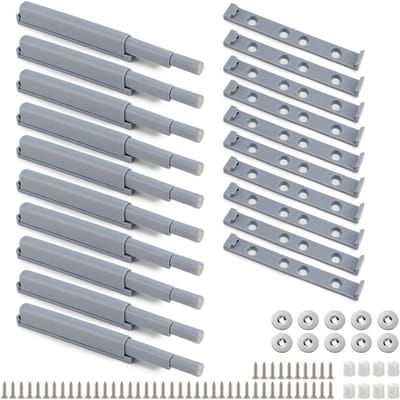 GELLDG 10 Stuks Arretieringen - Push to Open Sluiting - Verstelbare Kunststof Deurstopper met Integrale Veerpiston - Geschikt voor Keukenkastjes en Meubeldeuren - Inclusief Montageschroeven - Duurzame Set voor Softclose Functie