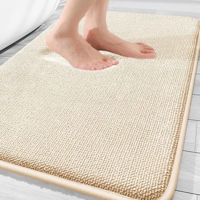 SnelShoppen - Memory Foam Badmat - Antislip Badkamer Mat - Super Absorberend - Extra Zachte Badkamer Mat - Machinewasbaar - 40 x 60cm - Khaki