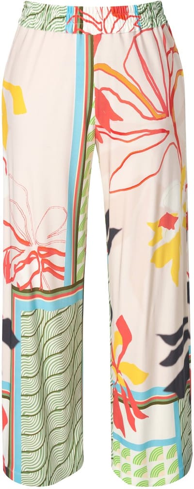 Ulla Popken - Dames - Slinky broek wijde rechte pijpen elastische tailleband - Erwtengroen - Maat 54+