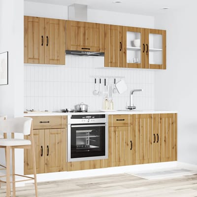 vidaXL - 8-delige - Keukenkastenset - Kalmar - bewerkt - hout - artisanaal - eiken