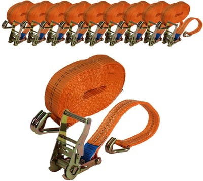 10x Professionele ratelsjorband Spanband 2-delig 6m 2t 2tot 2000kg TÜV/GS ORANJE