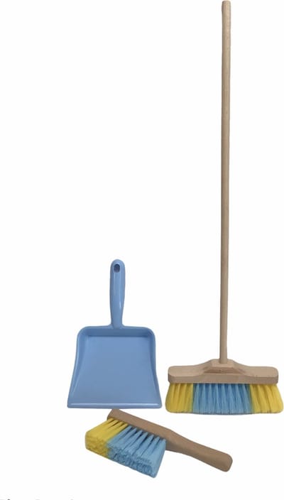 3-delige kinder Bezemset Blauw - Licht blauw bezem ca. 49 cm.
