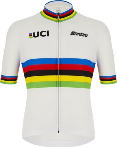 Santini Fietsshirt korte mouwen Heren Wit Multikleur - Uci World Campion Eco Jersey - Uci Official - 4XL