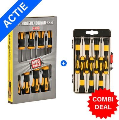 8-delige Kruis en Plat Schroevendraaierset + 7-delige Precisie Schroevendraaierset - Combideal