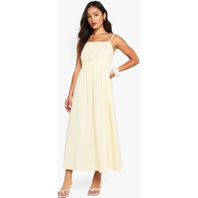 boohoo Dames Kleine Riemige Poplin Midaxi Jurk | Citroen | Maat: 36