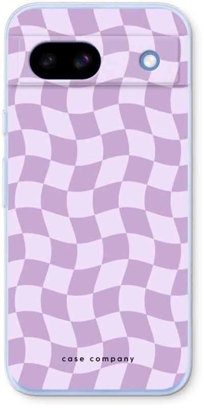 Case Company® - Hoesje geschikt voor Google Pixel 8a hoesje - Grid Paars - Soft Cover Telefoonhoesje - Bescherming aan alle Kanten en Schermrand