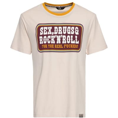 King Kerosin T-shirt - Sex, Drugs & Rock’n’Roll - S tot 5XL - voor Mannen - beige
