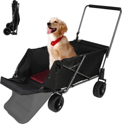 RED'CAMP Opvouwbare kinderwagen achter, uittrekbaar, 136 kg, offroad-wielen, remmen, camping, tuin, outdoor, 600D Oxford-weefsel