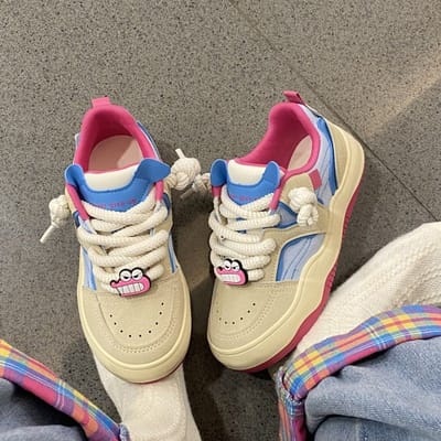 Schattige Brood Canvas Schoenen Dames Nieuwe Lente en Herfst Ademende Platform Sport Board Schoenen 40 hemelsblauwe kleur