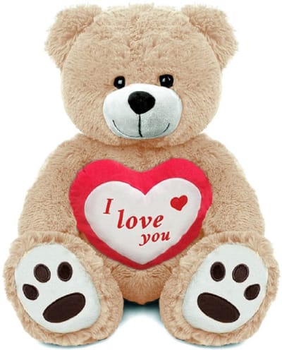 Knuffel beer Berry met I Love You Hart Pluche Knuffel XXL 100 cm groot - Liefde Love Teddybeer - Valentijnsdag Cadeautjes Man Vrouw – Grote XXL Knuffel beer Valentijnsdag - Ik hou van jou - I Love You - Heart Plush Toy