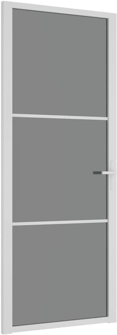 Binnendeur met Glas - Paneeldeur Aluminium - Moderne Woning - Veiligheidsglas - 83x2015 cm - Wit Transparant
