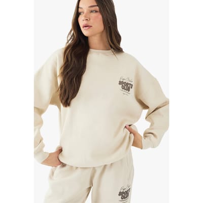 Dames DSGN Studio Sports Bubble Slogan Oversized Sweatshirt | Stone | Maat: XL