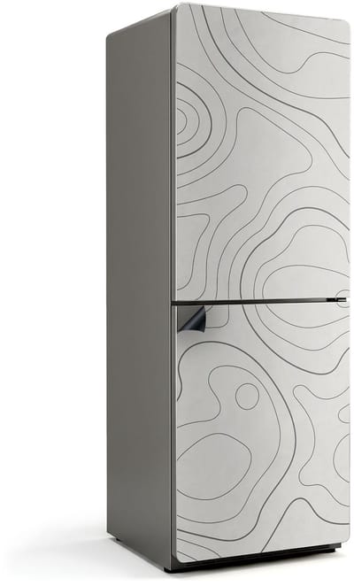 Wallfluent Magnetische Koelkastmat - Abstracte golvende lijnen Koelkast Magneet Sticker - 70 cm x 190 cm - Grijs Magnetische Koelkastmat - Koelkast Magneet Decoratie - Koelkastfront Decoratie Magneet - Stijlvolle Koelkastfolie