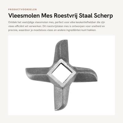 Dailygoods- Vleesmolen Mes Roestvrij Staal - Vervangmes - Snijder - Kruisvormig Design - Geschikt voor Vlees - 5 Verschillende Soorten Bladen - Vleesmes