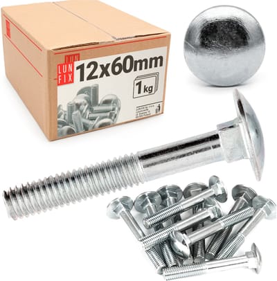 LUN FIX - Slotbouten M12x60mm verzinkt paddenstoelkop DIN 603 - 1kg