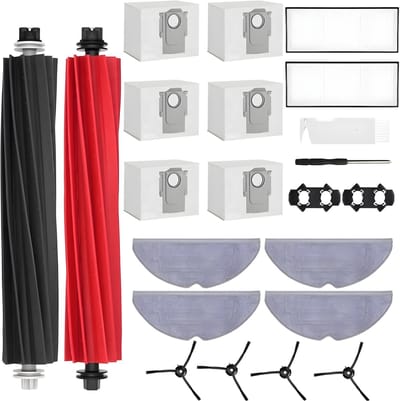 PolkaHome® accessoireset geschikt voor Roborock S8, S8+, S8 Pro Ultra Robot Vacuüm Vervangende Onderdelen, 2 hoofdborstels, 6 stofzakken, 4 zijborstels, 2 filters, 4 reinigingsdoekjes, robotstofzuiger accessoireset, stofzuigerrobot