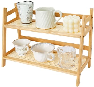 Dailygoods- Mokhouder Dubbellaags Ontwerp - Houten Constructie - Koffie Station - Organizer - Specerij Opslag - Maximaliseert Ruimte - Mokkenrek