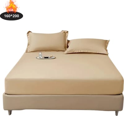 Nivard Hoeslaken Set - Inclusief Kussensloop - 3 Delige Set - Beddengoed - Fitted Sheet - Pillow Case - Bed - Licht Kaki 160 x 200