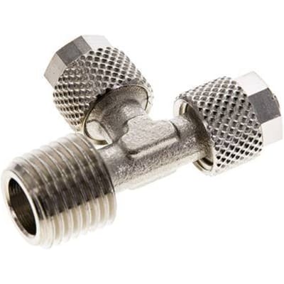 6x4 & R1/4'' Vernikkeld Messing T-Opsteekkoppeling Buitendraad [2 Stuks]