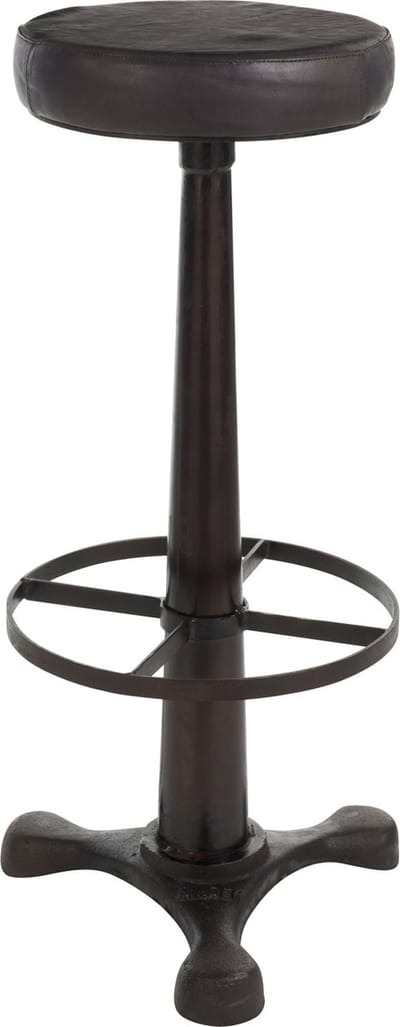 J-Line barstoel - leer/metaal - zwart
