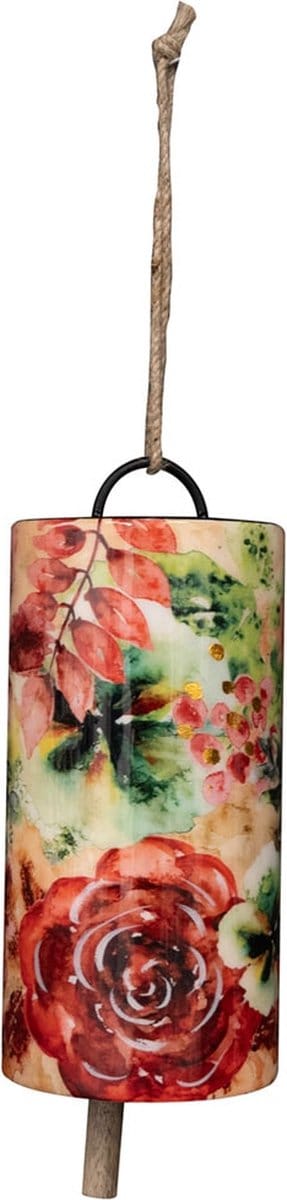 TS Collection - Windgong Rose rouge - 10x23 - Metaal & Epoxy - Exclusieve woonitems voor binnen - Handgemaakt - Unieke print - Designed by Lammie