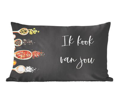 Sierkussens - Kussentjes Woonkamer - 60x40 cm - Ik kook van jou - Partner - Quotes - Spreuken - Kruiden