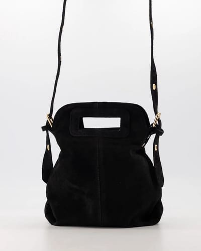Tas-zwart- suède-hand/schoudertas -trendy -middel grote tas
