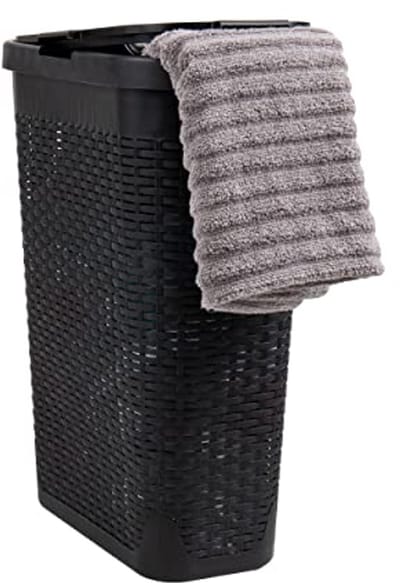 Slanke Wasmand met Handgrepen en Scharnierend Deksel - 40 Liter Geventileerd