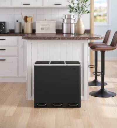 54L Prullenbak - Pedaalemmer - Recycling - 3 Compartimenten - Soft-Close - Binnenbakken - Draaghendels -