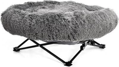 NapZZZ Honden/katten stoel Fluffy Grijs ovaal 70 cm