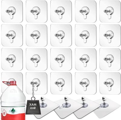24 Stuks Transparante Schroefstickers | Waterdichte Muurhaken voor Badkamer en Keuken - Zelfklevende Lijmschroeven
