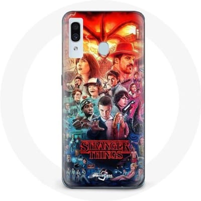 Hoesje voor Samsung Galaxy A40 Stranger Things Teaser seizoen 4 posterkarakters Art