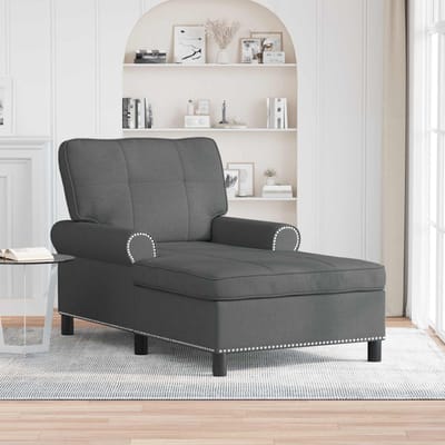 vidaXL - Chaise - Lounge - Donkergrijs - Stof - 91 - x - 157 - x - 91 - cm