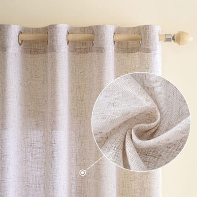 Unyqoos ® Stijlvolle Linnenlook Gordijnen met Oogjes voor Woonkamer en Kinderkamer, Set van 2, 140 x 245 cm
