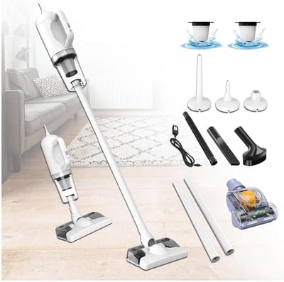 Zuig- en dweilstofzuiger, 5-in-1, met dweilfunctie, 200 ml watertank, handstofzuiger voor harde vloeren, tapijt, dierenharen, auto, bed