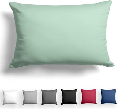 Famanu - Mako satijnen kussensloop 40x60 cm groen, 100% katoen hypoallergeen met ritssluiting, ademend en wasbaar