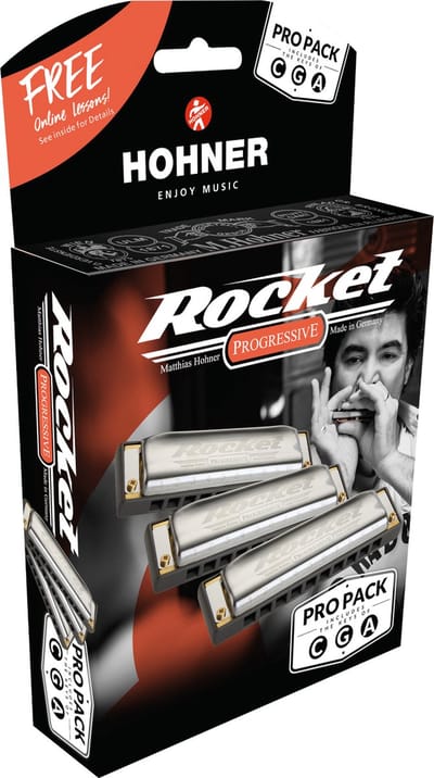 Hohner Rocket C/G/A ProPack set van 3 diatonische mondharmonica's