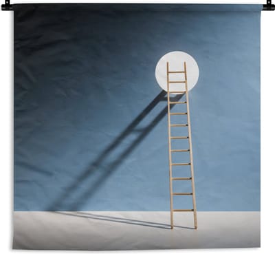 Wandkleed Abstract Ontdekken - Een doorgang via een ladder naar de andere kant Wandkleed katoen 90x90 cm - Wandtapijt met foto