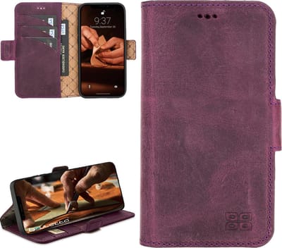 Bouletta iPhone 12 Pro Max compatibel leder BookCase hoesje - Antique Purple